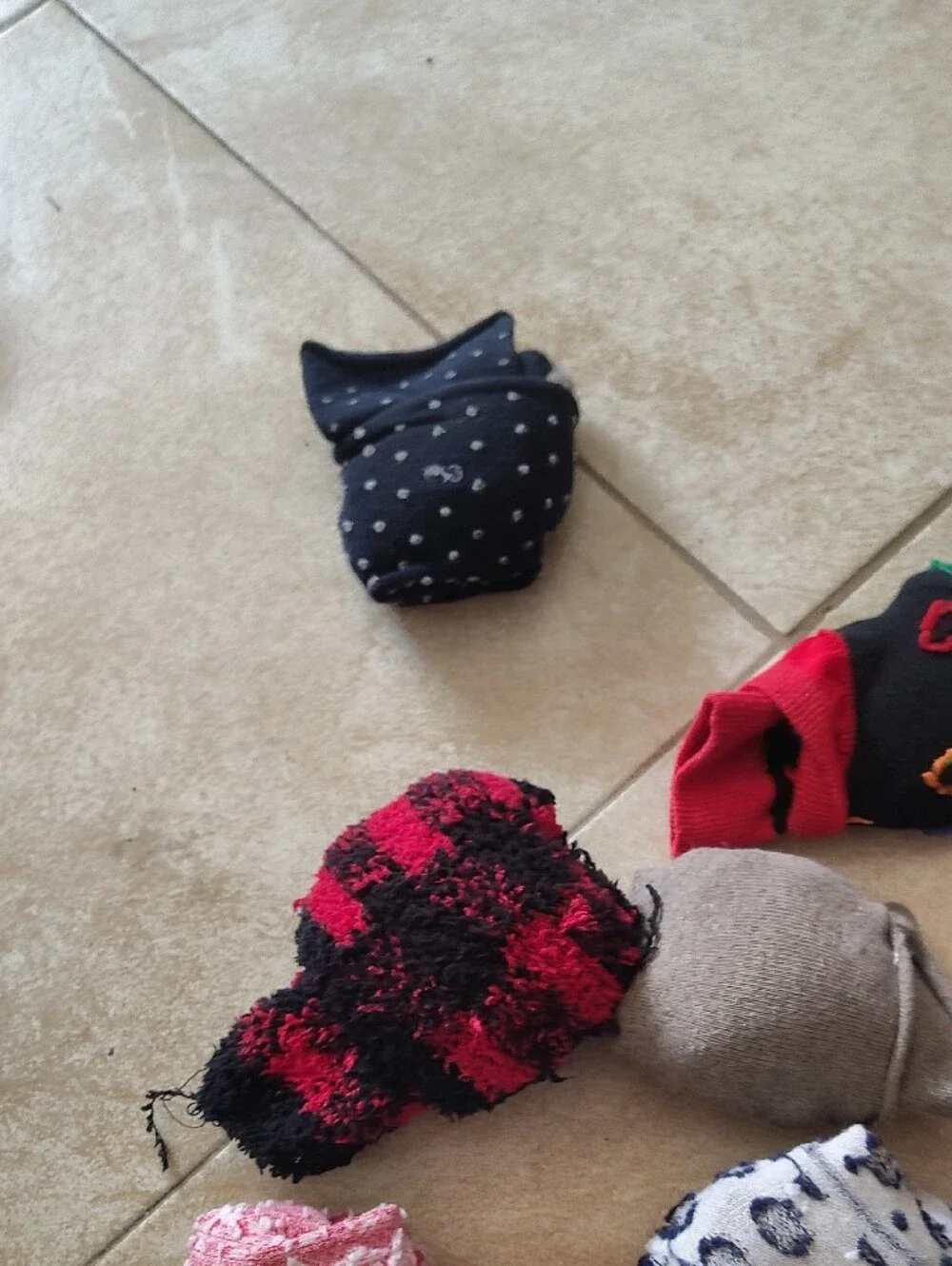 10 Christmas Assorted Cozy Socks - Red, Pink, Black, Gray, White Worn